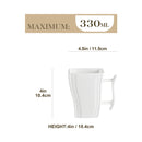 Axyaa Flora 6-Piece 11.5oz Ivory White Porcelain Square Mugs