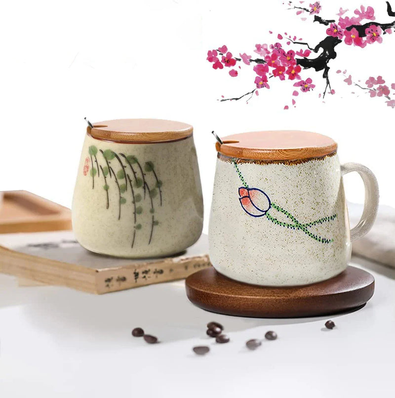 Axya Retro Ceramic Coffee Mug 380ml - Japanese Style Tea Cup Home Tumbler Gift