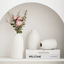 Axyaa White Ceramic Vases Set of 3 Handmade Terracotta Flower Pot Home Decor