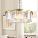 Axyaa Gold Black Metal Crystal Pendant Lights - LED Chain Hanging Fixture