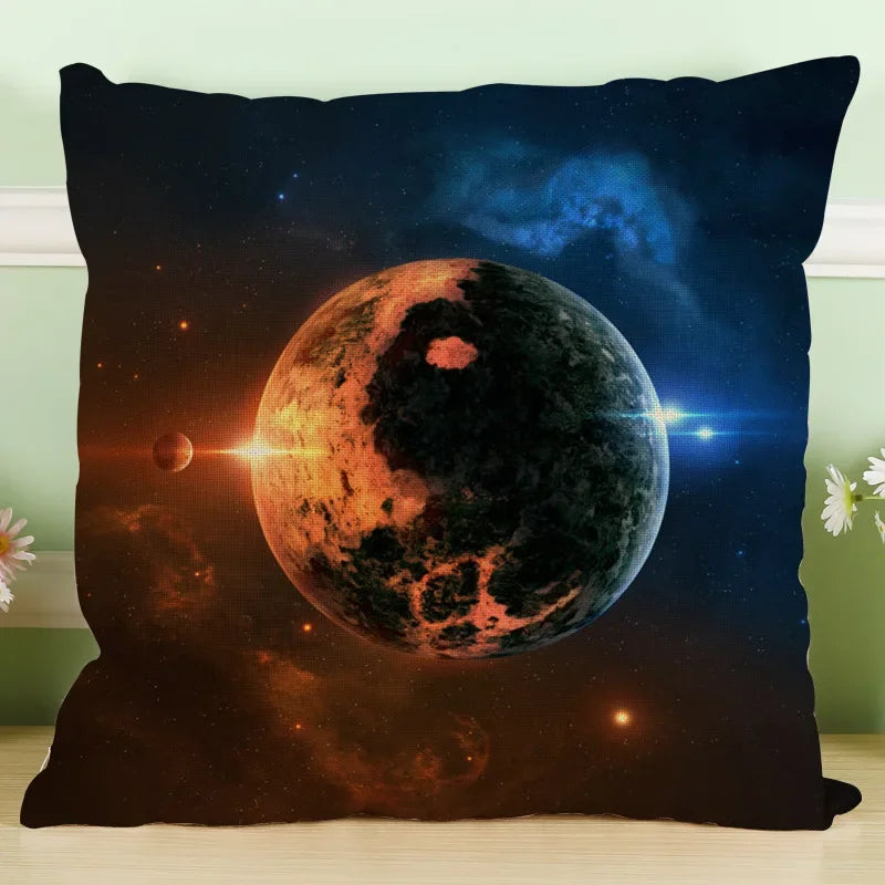 Axyaa Astronomical Map Linen Pillowcase for Home & Office Sofa Decor
