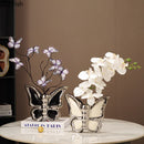 Axyaa Butterfly Ceramic Vase: Silver-Plated Floral Room Decor & Table Centerpiece
