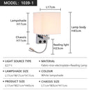 Axyaa Square Fabric LED Wall Lamp with USB Interface and Switch