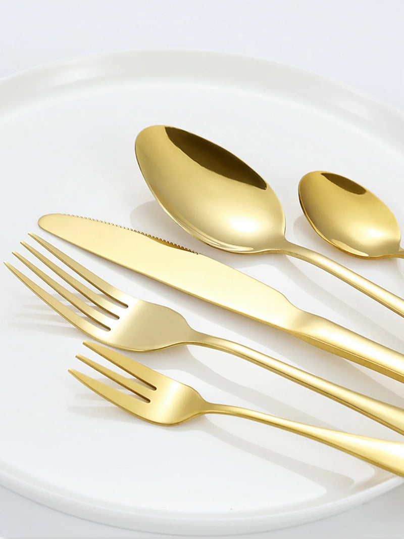 Axyaa 30-Piece Stainless Steel Colorful Cutlery Set