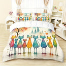 Axyaa Rainbow Sunrise Flower Field Duvet Cover Set - 3 Piece High-Definition Print Home Decor