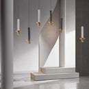 Axyaa Modern Marble Chandelier Terrazzo Cylindrical Spot Light for Restaurant and Bedroom