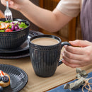 Axyaa Black Relief Ceramic Plates Set - 16/32 Piece Elegant Tableware.