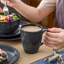 Axyaa Black Relief Ceramic Tableware Set - 16/32 Pieces, Elegant Dinnerware	Collection