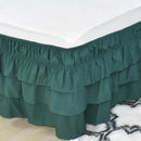 Axyaa Elastic Solid Bed Skirt Three Layers Wrap Around Easy On/Off Dust Ruffled