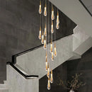 Axyaa Gold Crystal Tear Drop Chandelier for Staircase and Living Room