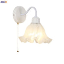 Axyaa Glass Iron LED Wall Sconce Pull Chain Switch Stair Light - White