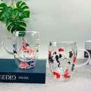 Axya 350ml Double Wall Glass Cup with Artificial Flower Filler.