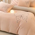 Axyaa Warm Fleece Embroidery 4-Piece Set | Cozy Contrast Colors | Skin-friendly & Thick