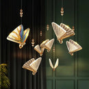 Axyaa Butterfly Chandelier: LED Acrylic Hanging Light for Parlor, Bar, Bedside.