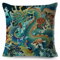 Axyaa Dragon Fox Firebird Linen Cushion Cover 45*45cm