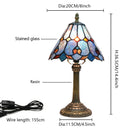 Axyaa Baroque Style Blue Stained Glass Table Lamp Night Light - 8 Inch Wide Lampshade