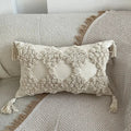 Moroccan Beige Fringe Tufted Pillow Case for Chic Home Decor by Axyaa