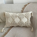 Moroccan Beige Fringe Tufted Pillow Case for Chic Home Decor by Axyaa