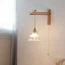 Axyaa Glass Flower LED Wall Lamp with Flexible Arm, Wood Modern Nordic Design
