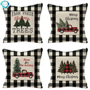 Axyaa Christmas Grid Linen Cushion Cover 45X45CM