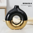 Axyaa Nordic Ceramic Vase | Electroplated Finish | Advanced Design for Creative Flower Arrangement