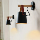 Axyaa Nordic LED Wall Lamp Villages Wood Leather Belt Rustic Home Decor