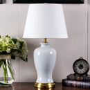 Axyaa Ceramic Crackled Glaze White Table Lamp
