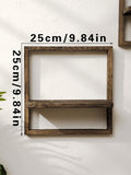 Axyaa Charcoal Wooden Floating Shelf Square Display Storage Rack