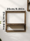 Axyaa Charcoal Wooden Floating Shelf Square Display Storage Rack