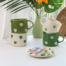 Axyaa 10oz Heart Pattern Ceramic Coffee Mug with Handle, Unique Design, Lovely Gift