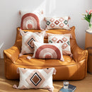 Axyaa Rainbow Tufted Cushion Cover with Tassels - Boho Cotton Canvas Pillow Case
