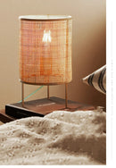 Axyaa Bamboo Rattan Table Lamp - Japanese Style Bedroom Decor