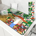 Axyaa Tropical Flowers Absorbent Drain Pad for Kitchen and Bathroom
