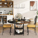 Axyaa 47" Round Dining Table with Storage Shelf, Wood Kitchen Table for 4