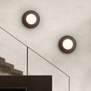 Axyaa Stone LED Wall Lamp with Pull Chain Switch - Black Travertine Wabi Sabi