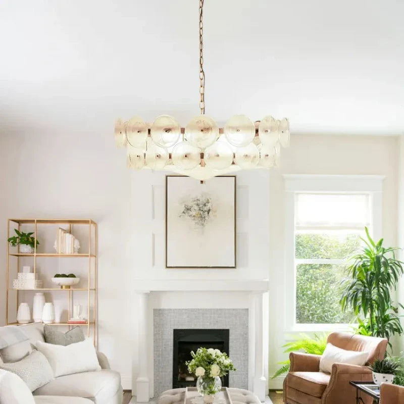 Axyaa Retro Glass Chandelier, Designer Colored Glass Pendant Light for Living Room