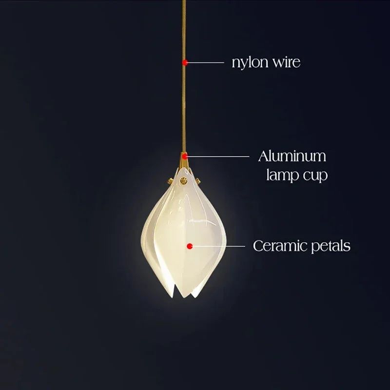 Axyaa White Magnolia Pendant LED Chandelier for Dining, Living Room, Staircase.