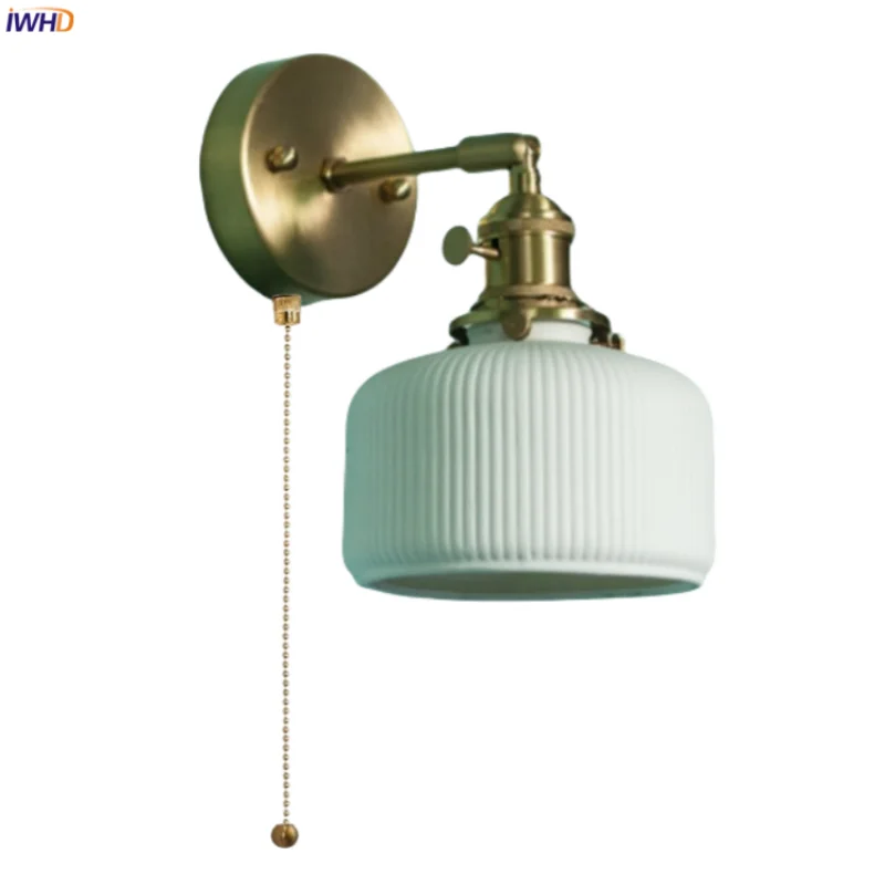 Axyaa Nordic LED Wall Lamps, Modern Copper Arm Ceramic Light for Living Room, Bedroom