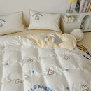 Axyaa Cute Bread Rabbit Embroidery Bedding Set, Soft Single/Double Duvet Cover & Pillowcases
