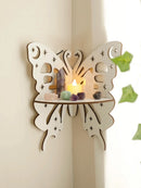 Axyaa White Butterfly Crystal Floating Shelf Lotus Wall Home Decoration Display
