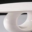 Axya High Foot Ceramic Dinner Plate - Pure White Oval Flat Plate