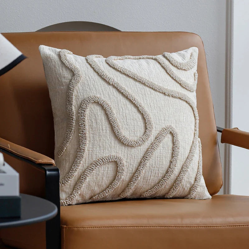 Tufted Chenille Pillow Cover 45x45cm for Living Room Sofa - Axyaa