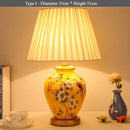 Axyaa Ceramic Flower Bird Table Lamp with Fabric Lampshade - LED Floor Light for Living Room and Bedroom