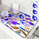 Axyaa Watercolor Kitchen Draining Mat - Large, Anti-slip, Quick Dry, Absorbent Drain Pad