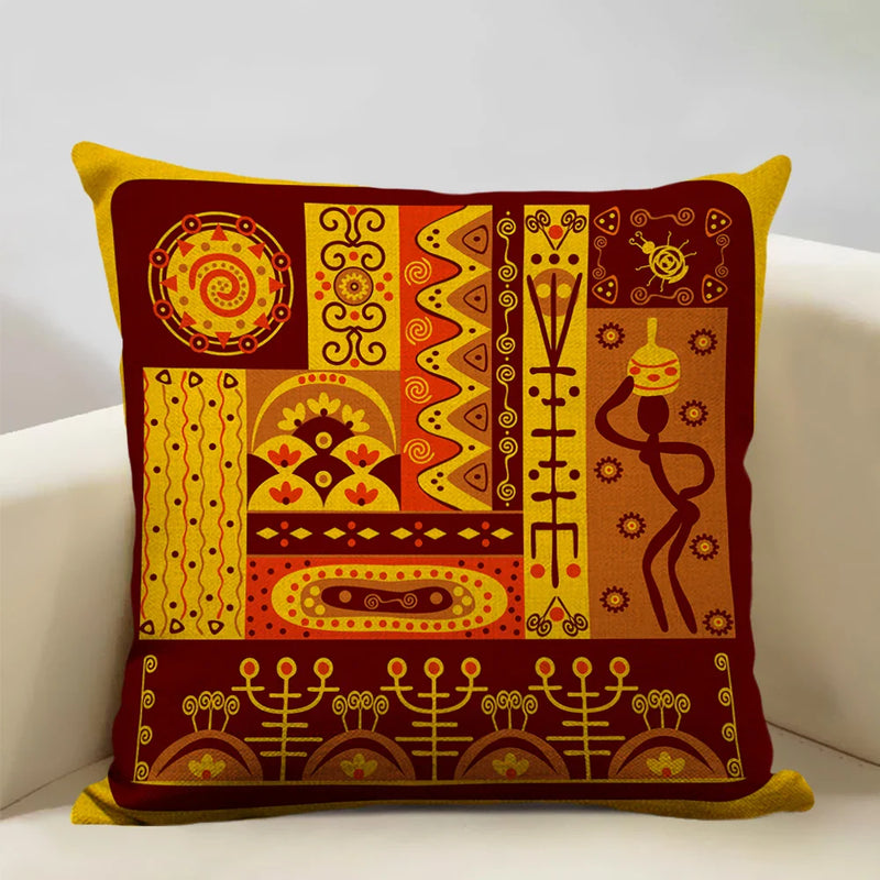 Axyaa African Dance Oil Painting Cushion Cover 45x45cm for Home Living Room Decor