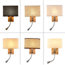 Axyaa Wood Iron LED Wall Lamp with Linen Lampshade for Bedroom and Aisle Lighting