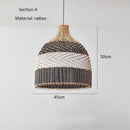 Axyaa Retro Rattan Round LED Ceiling Chandelier for Home Decoration