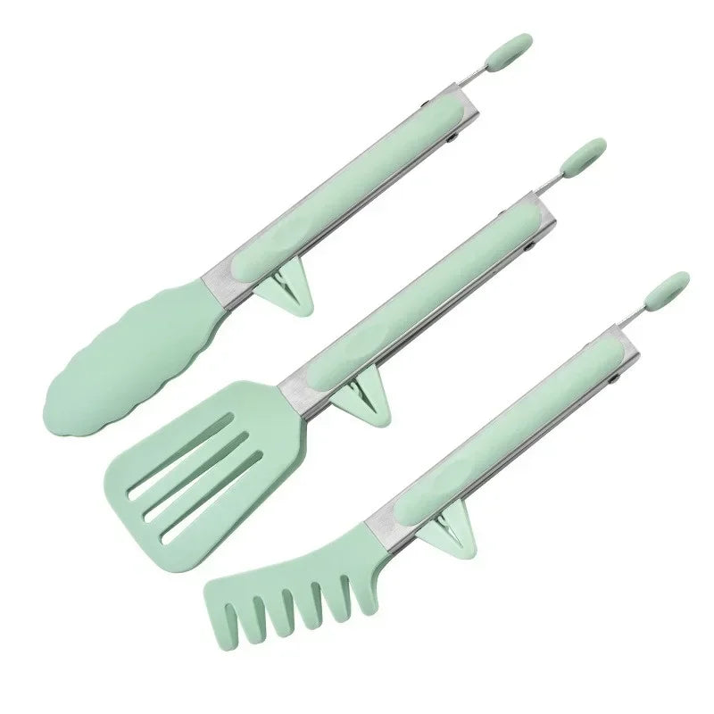 Axyaa Silicone Kitchen Tongs Set - Non-Slip Cooking Tools for Barbecue, Salad, and More