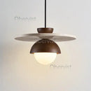 Axyaa Walnut Wood Chandelier Stone Pendant Light - Home Decor Lighting