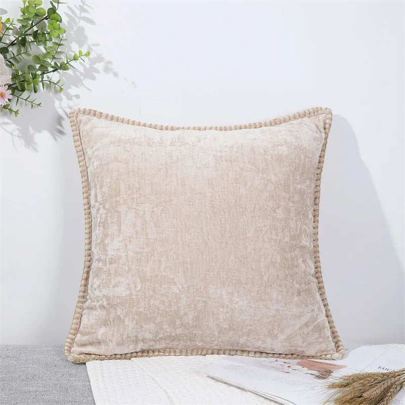 Luxurious Chenille Green Cushion Cover for Sofa Home Decor by Axyaa